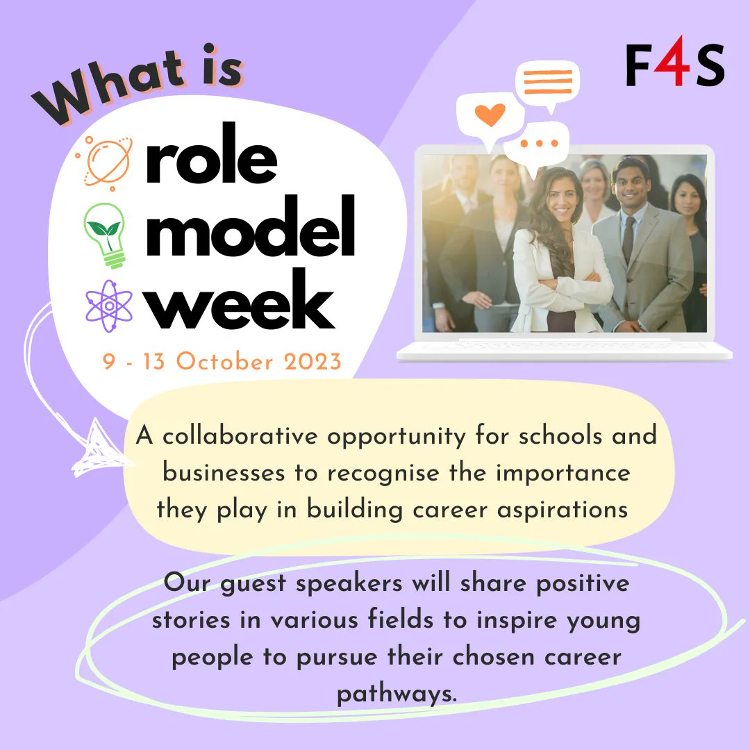 Founders4School's tweet photo. SAVE THE DATE ๐ 9th - 13th October, Role Model Week!
Join us in celebrating the importance of role models in building young people's career aspirations! โจ https://t.co/OfmFQjJQrc