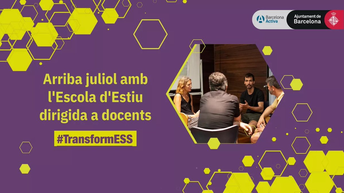 AltresEconomies's tweet photo. 🌞Uneix-te a l'Escola d'estiu #TransformESS de @barcelonactiva!
🧑🏫 L'oportunitat per a docents de provar totes les activitats: càpsules d'#ESS, projecte de vida professional, aprofundiment en la creació de cooperatives, treball en xarxa.
Inscripcions: https://t.co/LBPRJG6gDC https://t.co/H3Tp3l8n7i