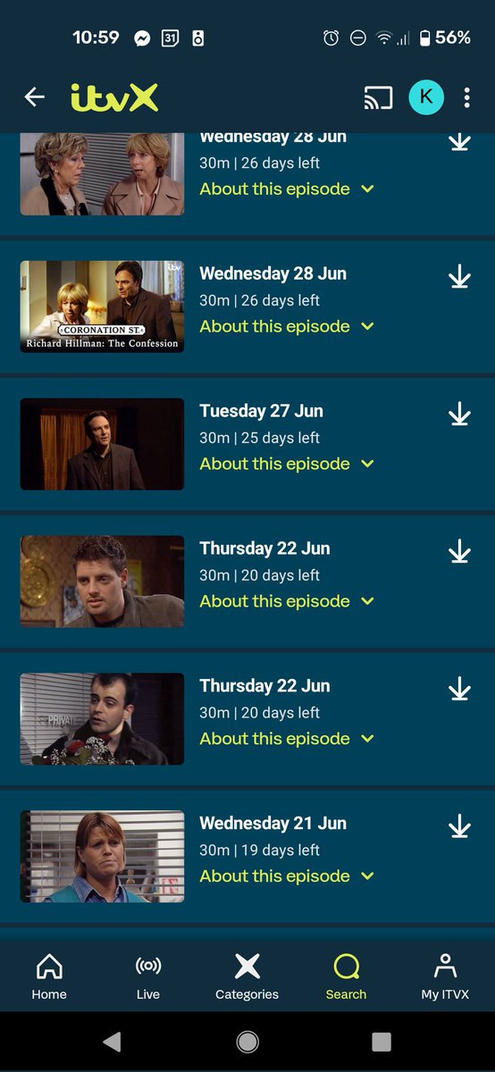 kathycrack's tweet photo. @ITVX Hello, a bunch of very important episodes of classic corrie seem to have disappeared between 22 June and 27 June. Are they coming back? https://t.co/d0caoyJMRZ
