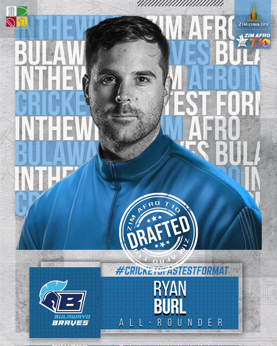 Lightning Fast Pick ⚡ Bulawayo Braves sign the 🇿🇼 all-round superstar Ryan Burl! ⏲️ #ZimAfroT10Draft #T10League #CricketsFastestFormat #ZimAfroT10