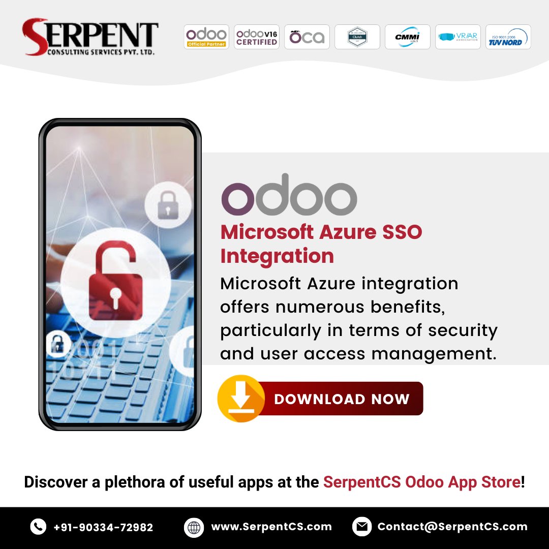 Serpent_CS's tweet image. 🔐Odoo&apos;s Secure &amp;amp; Trustworthy Microsoft #AzureSSO Integration

Odoo #IntegratedModule provide robust security features like Multi-factor authentication, conditional access policies, &amp;amp; single signon security, protect user credentials.

🛒Buy Now: bit.ly/app-odoo-v16-m…

#odooerp
