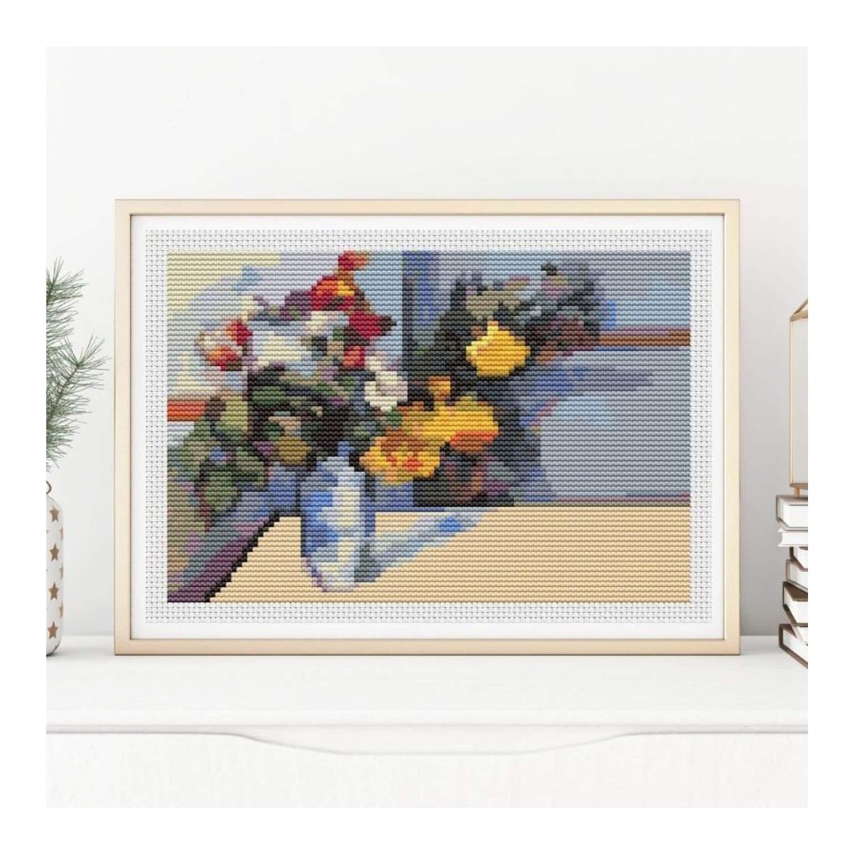 Still Life Cross Stitch Pattern | Floral Cross Stitch | Paul Cezanne etsy.me/433B4ew #crossstitch #crossstitchpattern #crossstitchchart #minicrossstitch #artcrossstitch #countedcrossstitch #floralcrossstitch #stilllife #paulcezanne