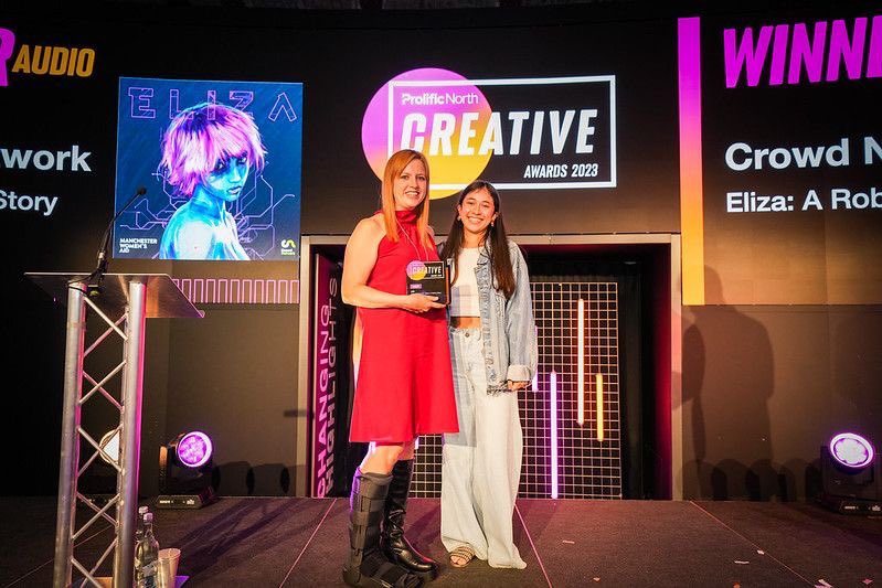 Crowd Network (@_crowdnetwork) on Twitter photo Eliza won the audio category at the Prolific North Creative Awards🌟 🤖
Eliza is a subtle exploration of coercive control, domestic violence and the future of artificial intelligence made in partnership with <a href="/MancWomensAid/">Manchester Women's Aid</a>
Thanks again to everyone involved!
#PNCreativeAwards Eliza won the audio category at the Prolific North Creative Awards🌟 🤖
Eliza is a subtle exploration of coercive control, domestic violence and the future of artificial intelligence made in partnership with <a href="/MancWomensAid/">Manchester Women's Aid</a>
Thanks again to everyone involved!
#PNCreativeAwards