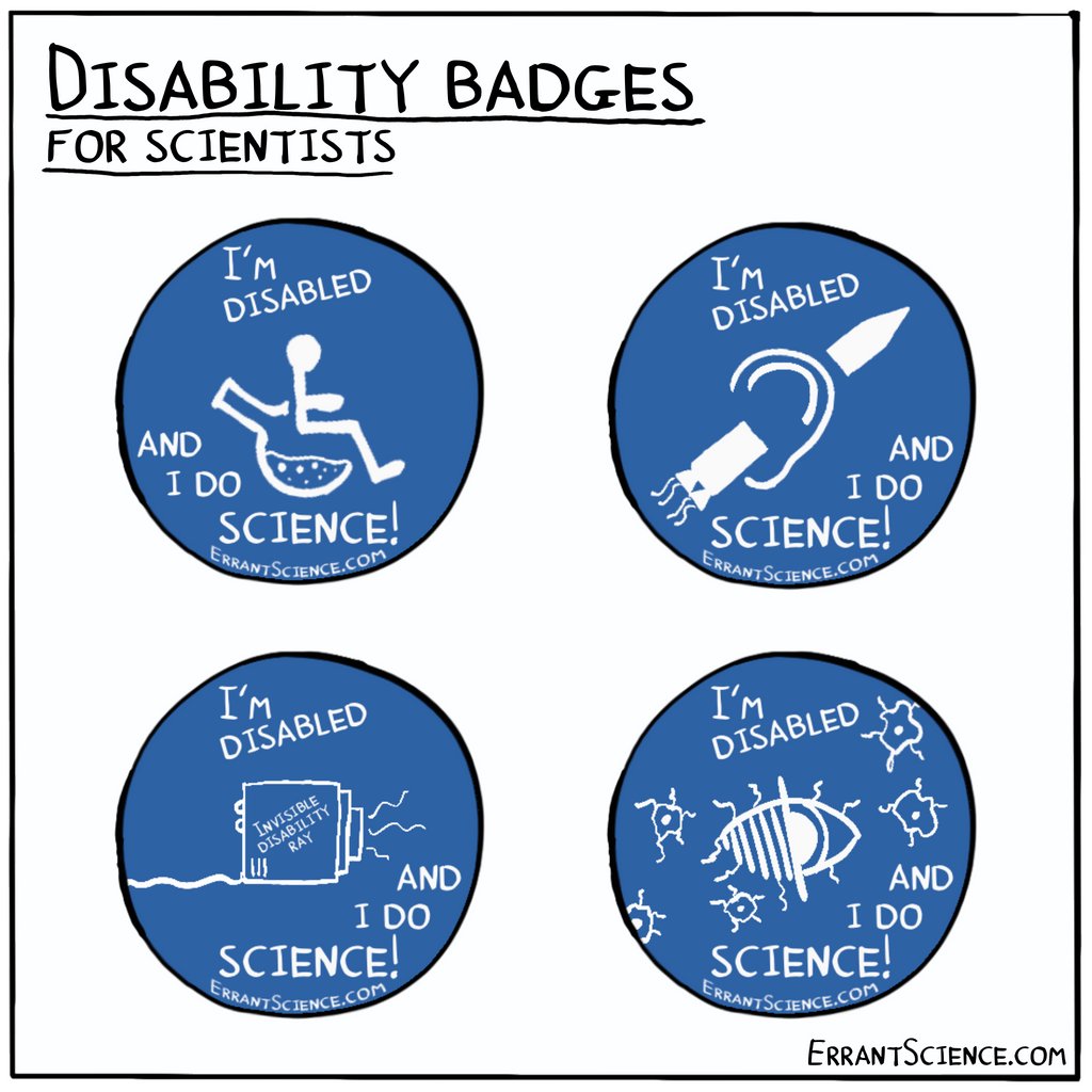 ErrantScience's tweet photo. We made these by special request some time ago but #DisabilityPride month seemed like the perfect time to share them. We say it a lot but it's worth repeating, anyone can do science https://t.co/eX5OhMNDUr