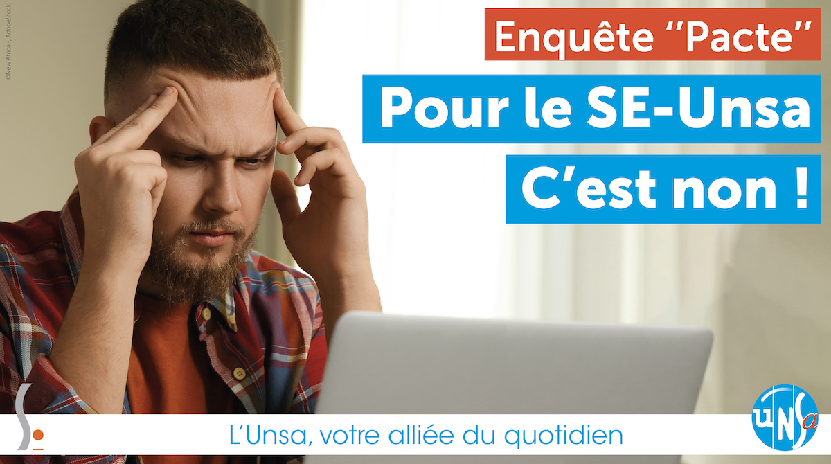 SE_Unsa's tweet photo. Enquête ministérielle sur la mise en œuvre du Pacte : pour le SE-Unsa, c'est non ! ❌

La bureaucratite, ça suffit !  

Le SE-Unsa appelle l’ensemble des personnels des écoles à ne PAS remplir cette enquête ministérielle.

https://t.co/bRCKbtC3jd https://t.co/Kbl0GUQ9Hu