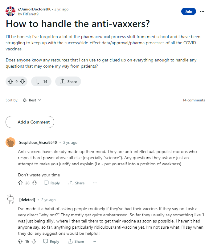 Jikkyleaks's tweet image. What, did you think #ECMOgate wasn't real?

Imagine coming across these junior doctors and daring to ask for azithromycin for your post-COVID pneumonia. 

Looks like @caz_sampson was the tip of the iceberg. 
reddit.com/r/JuniorDoctor…