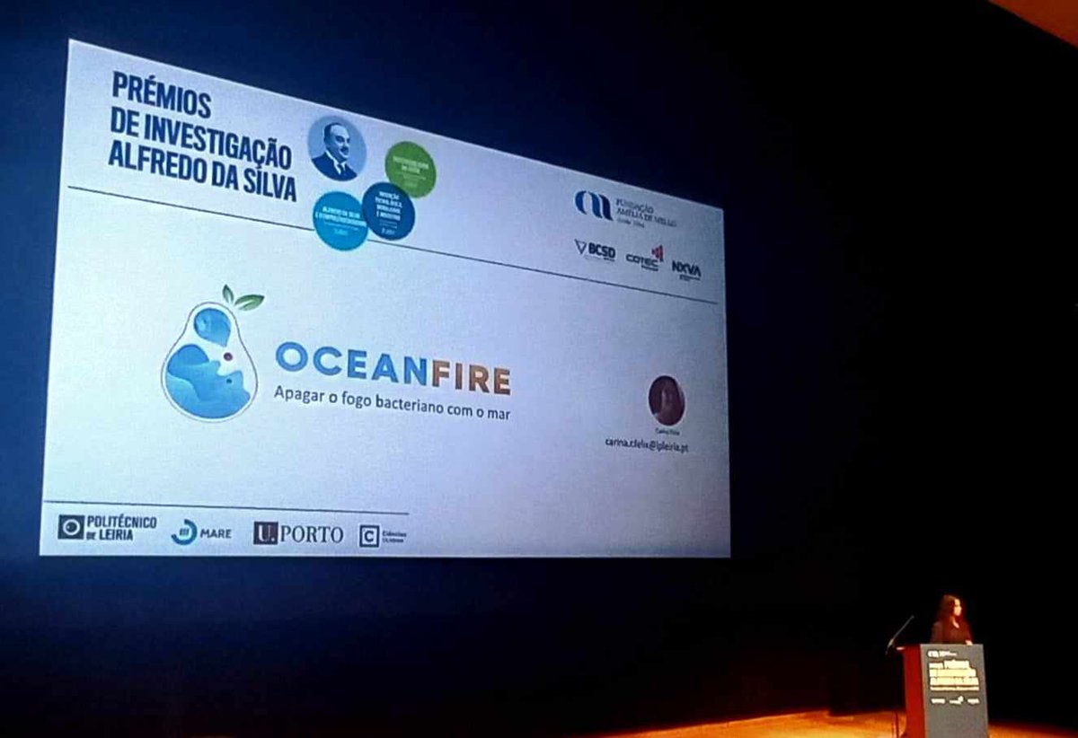 🌊🔥 OceanFire wins Alfredo da Silva award

Congrats Carina Félix &amp; team for this prize 💪

This <a href="/Lemos_lab/">Lemos Lab</a> project will use #marine resources to fight #fireblight, representing a huge impact in #agriculture

🙏<a href="/de_fundacao/">Fundação Amélia de Mello</a> <a href="/BcsdPortugal/">BCSD Portugal</a>

@MARE_centre <a href="/ESTM_IPL/">ESTM - POLITÉCNICO DE LEIRIA</a> <a href="/UPorto/">Universidade Porto</a> @FC_UL