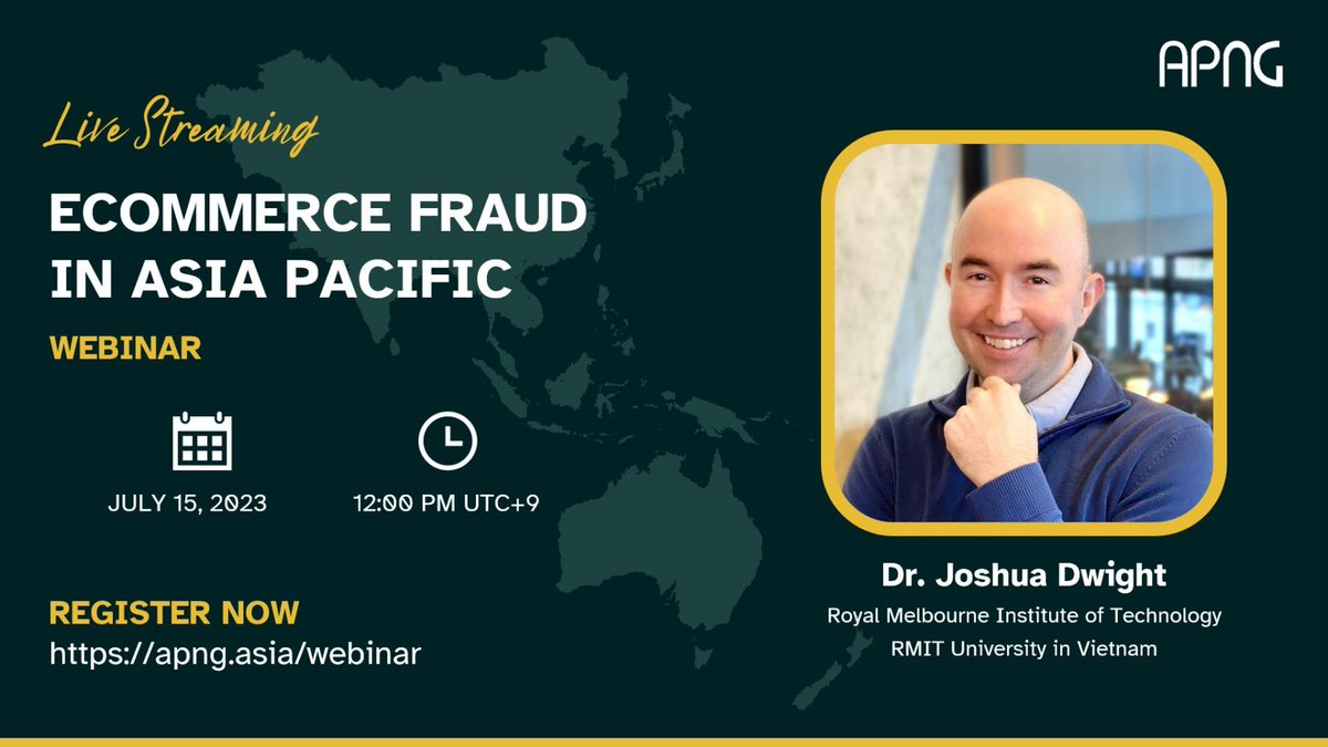 With the surge in online transactions, fraud has become borderless and more complex. Join us on July 15, 2023, with Joshua Dwight PhD as we explore and respond proactively to Internet fraud &amp; similar incidents. 
 #Register at apng.asia/webinar to save a seat! #APNGwebinar