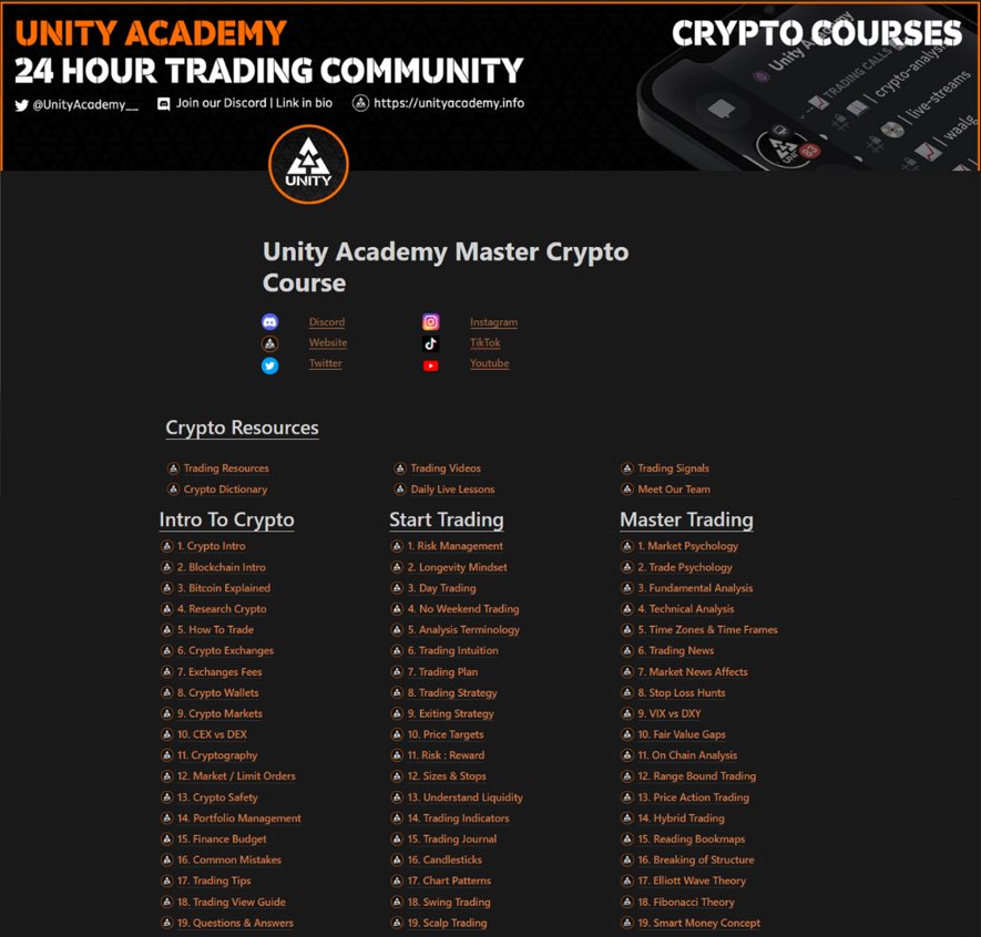 UnityAcademy's tweet photo. Our Crypto Mastery Course is Now Available For Free 📚 🚀

• 60+ Topics, 300+ Pages, 12+ Hours of Video Content

How To Access For FREE: 👇

1️⃣ Join Our Free Trading Discord
2️⃣ Read Our Announcement

🎉 | RT • Tag 3 Friends 

#Crypto #CryptoCommunity #CryptoNews #btc #trading https://t.co/YoozVCs6gJ