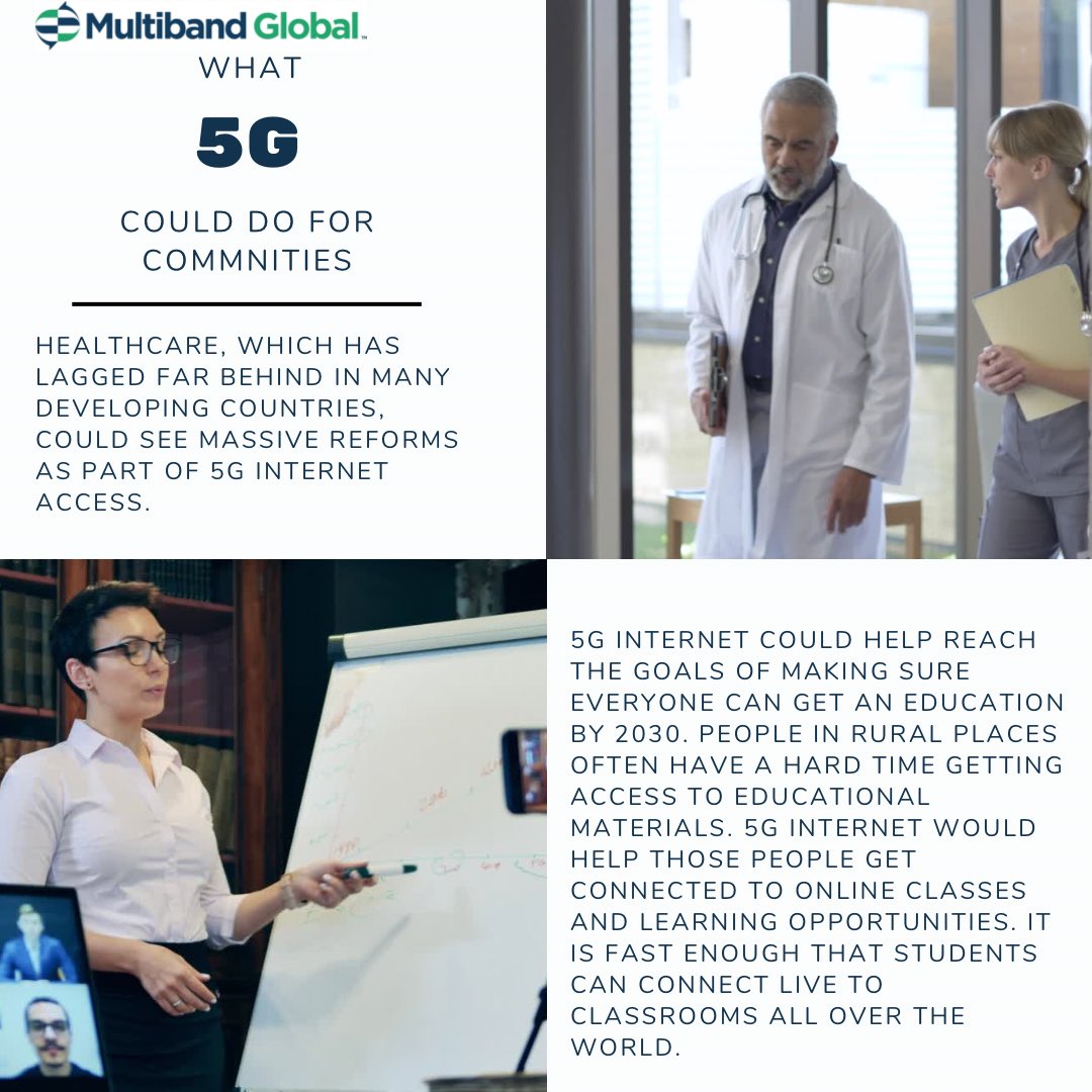 MultibandGlobal's tweet image. Multiband Global offers comprehensive telecommunication solutions to support the development of smart cities and empower communities with the transformative capabilities of 5G technology. Here are just a couple examples of what 5G can do. $MBGH