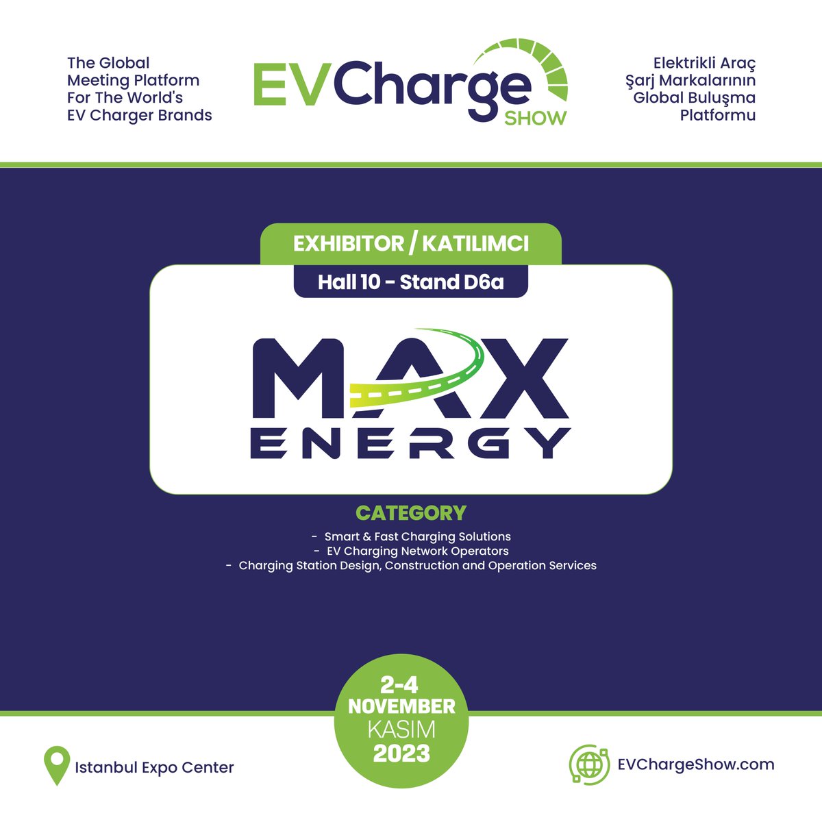 Max Charge is in the EV Charge Show!
Max Charge da EV Charge Show'da!

Become an exhibitor: evchargeshow.com/become-an-exhi…
Katılımcı olun: evchargeshow.com/tr/standli-kat…

#EVChargeShow #evcharger #chargingstations #emobility