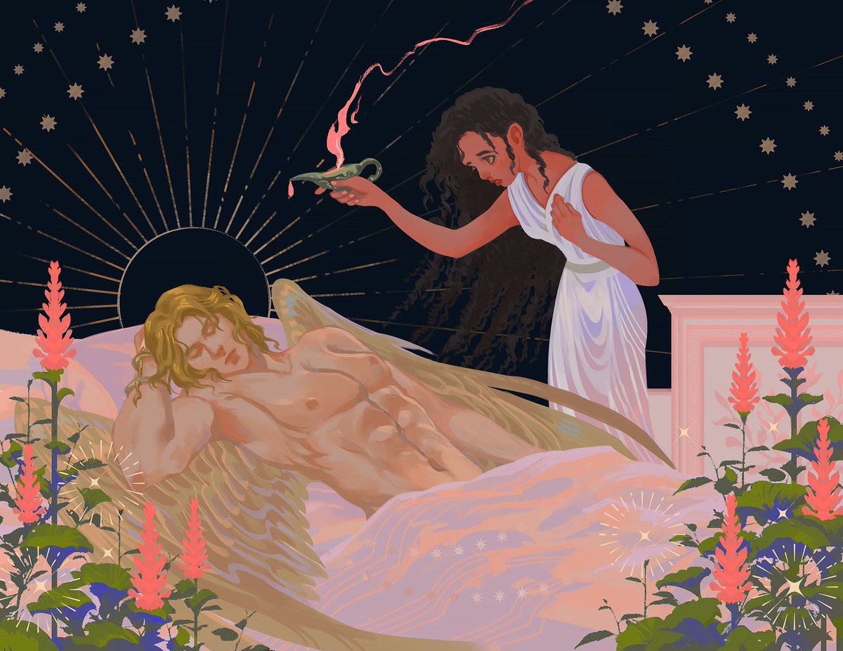 CklBlossom's tweet photo. Back and Front endpaper I did for Psyche and Eros by Luna McNamara, featuring in ToBeeRead May book box. #illustration https://t.co/qcLqH7QewC