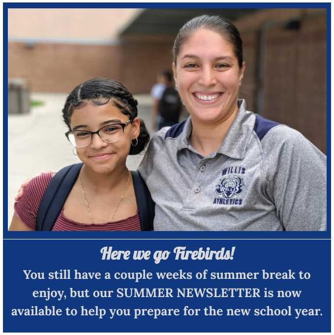 WillisFirebirds's tweet photo. The first edition of the Willis Weekly is now available. Check it out for important information and dates related to the beginning of the 2023-24 school year. See you in a few weeks Firebirds! @ChandlerUnified @PrincipalDelp 

https://t.co/PrBf5aBxcy https://t.co/vxCdJnsEFF