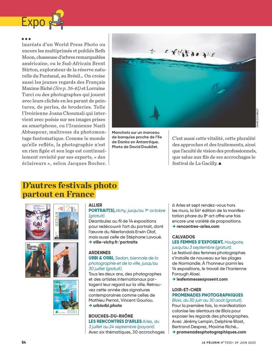 Les festivals à ne pas manquer cet été par @anlaureb <a href="/LaGacillyPhoto/">LaGacillyPhoto</a> <a href="/femmessexposent/">Lesfemmessexposent</a> #promenadesphotographiques @rencontresarles #urbi&amp;orbi <a href="/VilleDeVichy/">Ville de Vichy</a> <a href="/villedesedan/">Ville de Sedan</a> <a href="/villedeblois/">Ville de Blois</a> <a href="/FerroukhiNadia/">ferroukhi nadia</a> #joanachoumali <a href="/DavidDoubilet/">David Doubilet</a> @sebastiasalga #sebastiaosalgado #photojournalism