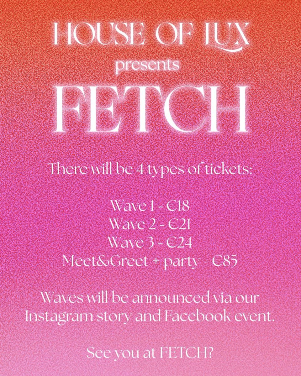First wave ticket sale for FETCH invites Trixie go online tonight at 8pm 💖