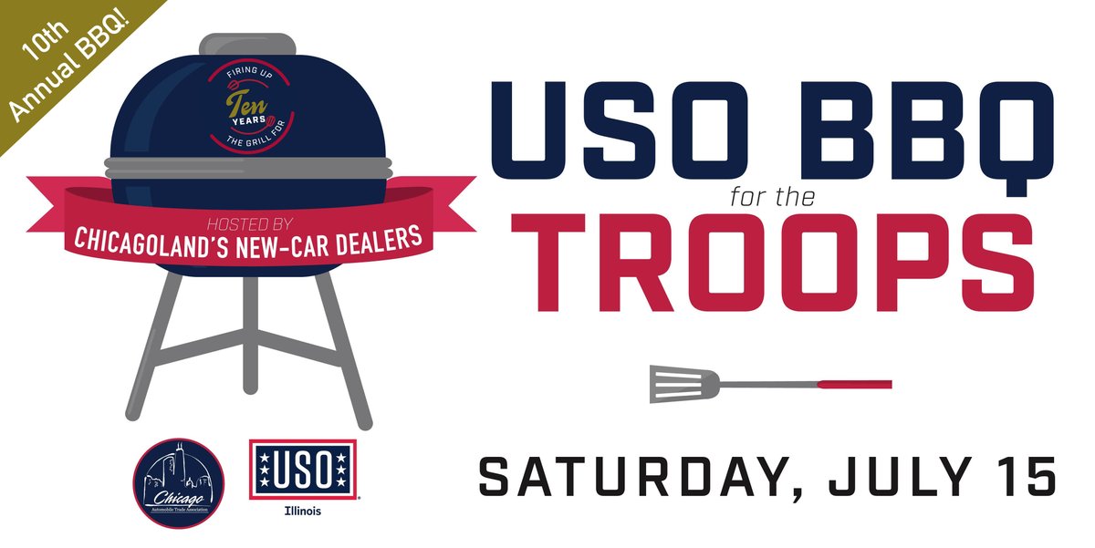 WebbAutoGroup's tweet photo. Join us on July 15 for a @USO_of_Illinois #BBQ4Troops fundraiser to support local #troops &amp; their families!  🎉Visit  https://t.co/gS0bIG7im3 for more details.  🍔 🌭#bbqtime #bbqing #burger #supportourtroops #patriotic #uso #troops #fundraising #fundraiser  #familyfun https://t.co/a2kuTUlSzR
