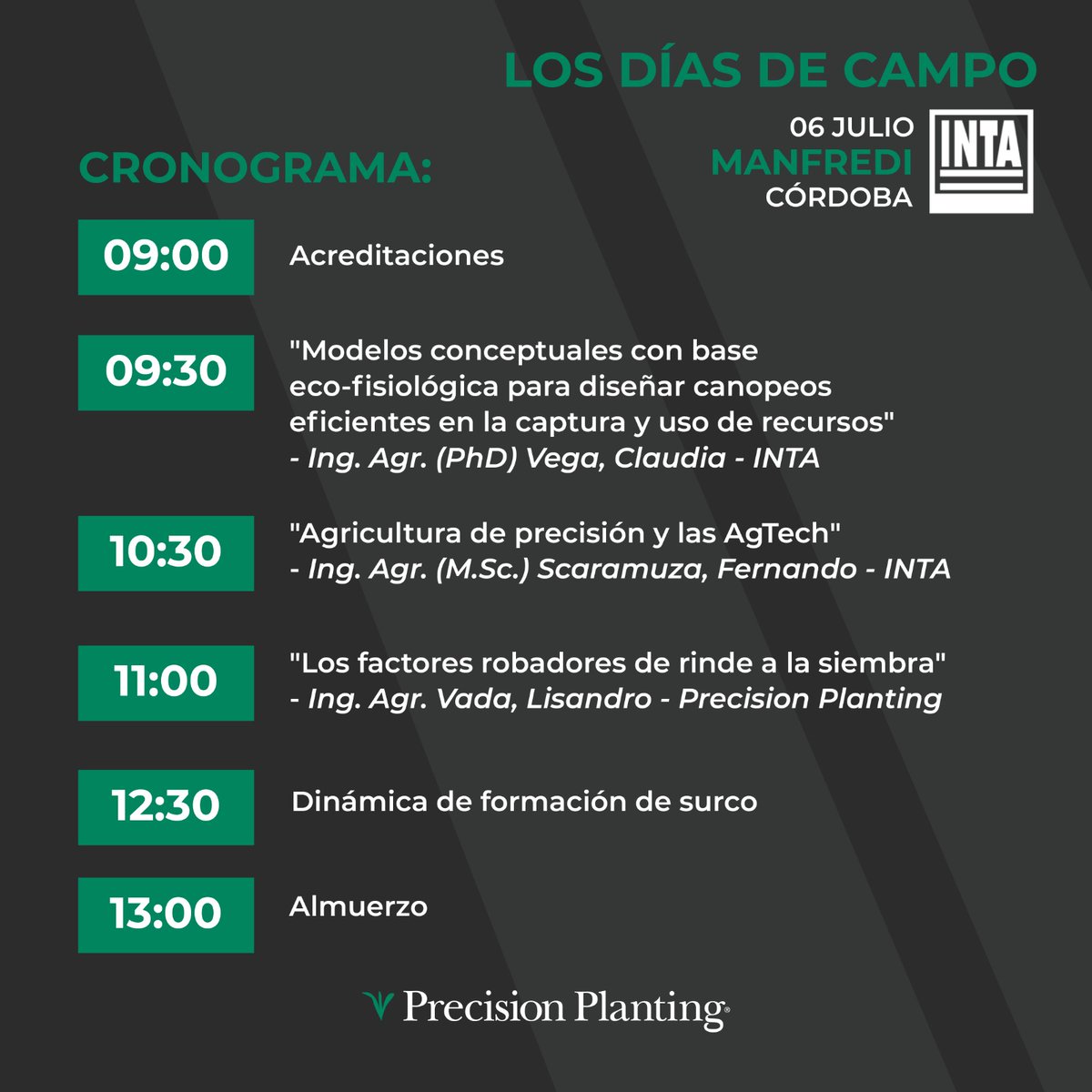 PPlantingARG's tweet photo. Esta semana nos encontramos en Manfredi 📍 para compartir junto a @IntaManfredi una jornada de información sobre agricultura. 

🗓 Jueves 06  a las 9:00
📝 Inscribite: https://t.co/4AMHWA66yJ

¡Los esperamos!
PRECISION PLANTING ARG 
#diasdecampo2023 #inta #intamanfredi #manfredi https://t.co/zSXwrksWrI