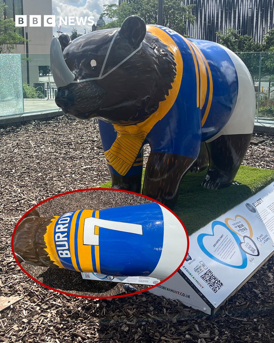This tribute to Rob Burrow has been installed as part of a public art trail across Leeds.

See more about the 85 bear statues here: bbc.in/46vN2Ax