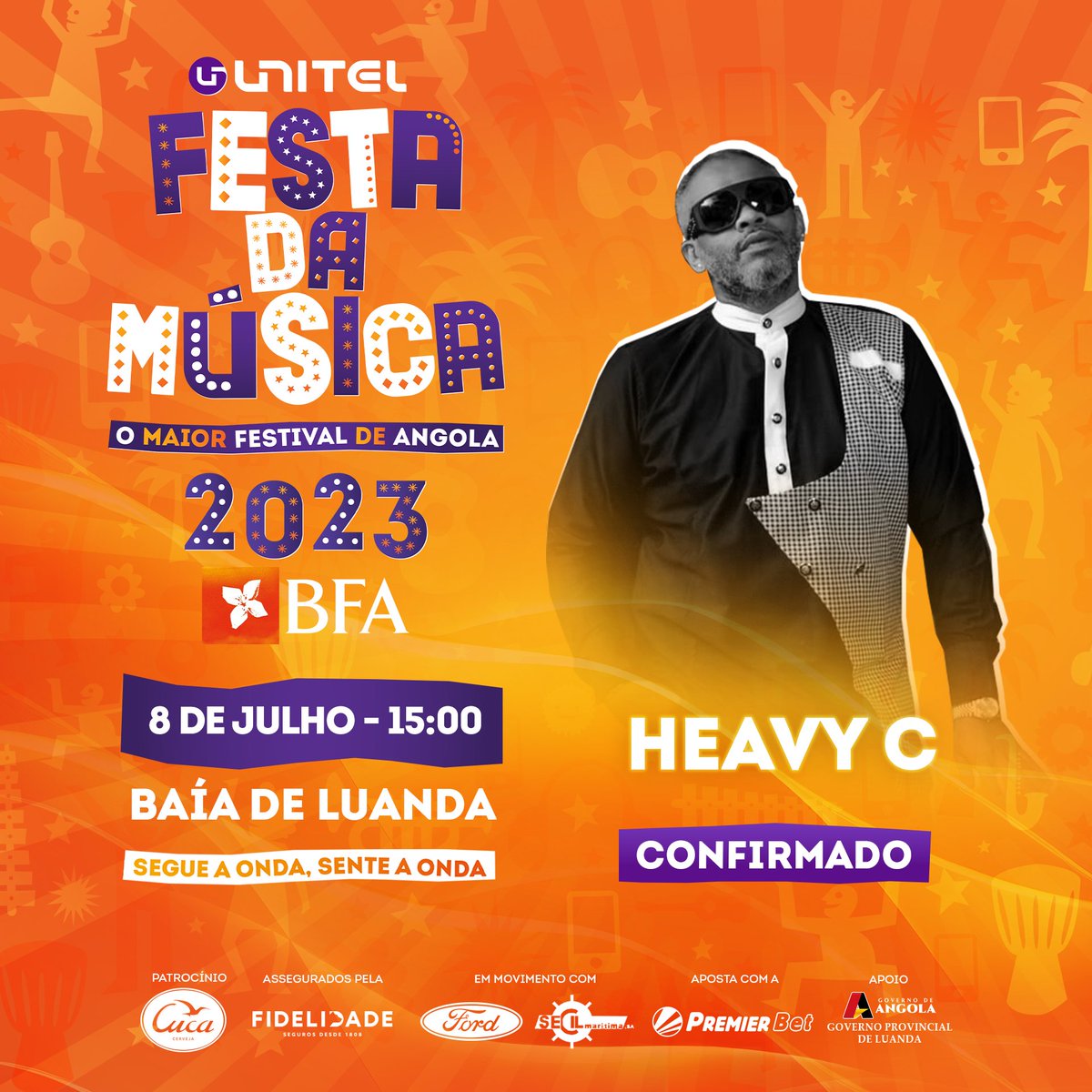 Unitel_fdm's tweet photo. Ele marcou-nos com o Hip-hop e com o Semba! O talentoso Heavy C está confirmado para o Festival Unitel Festa da Música em Luanda.📍
Corre já para comprar os ingressos… 🎟️
#Unitel #FestadaMusica #Senteaonda #Segueaonda
#BFA30anos #CervejaCuca #Fidelidade #FlyTAAG #Ford https://t.co/ILdm9kSYHy