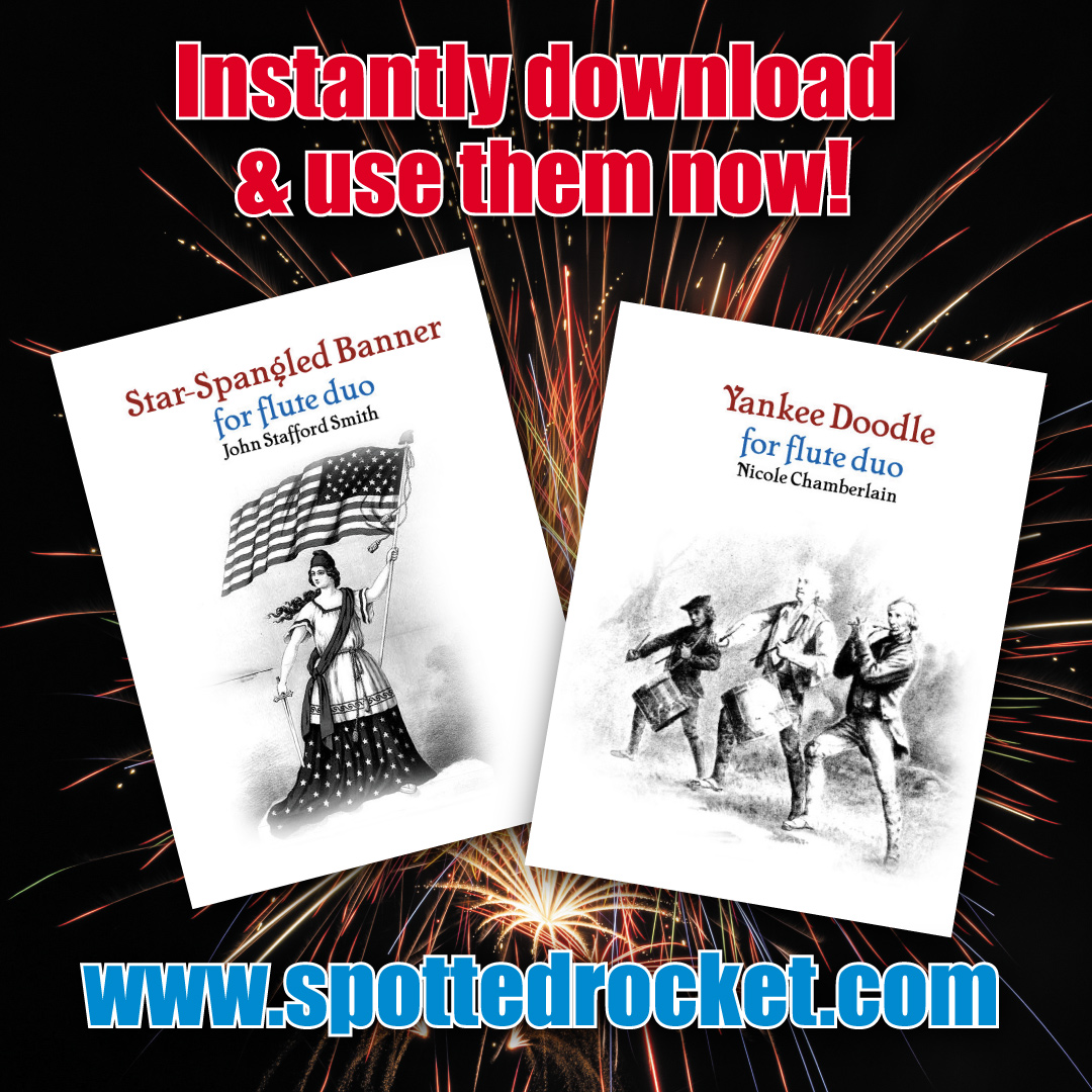 SpottedRocket's tweet photo. Get flute duets to celebrate 4th of July, and get them instantly with our downloadable PDF files. We also accept most forms of payments. https://t.co/lClv9qp5Md

#flute #4thOfJuly #fluteduet #yankeedoodle #starspangledbanner #nationalanthem #pdf #patrioticMusic https://t.co/YBmTPeBzWr