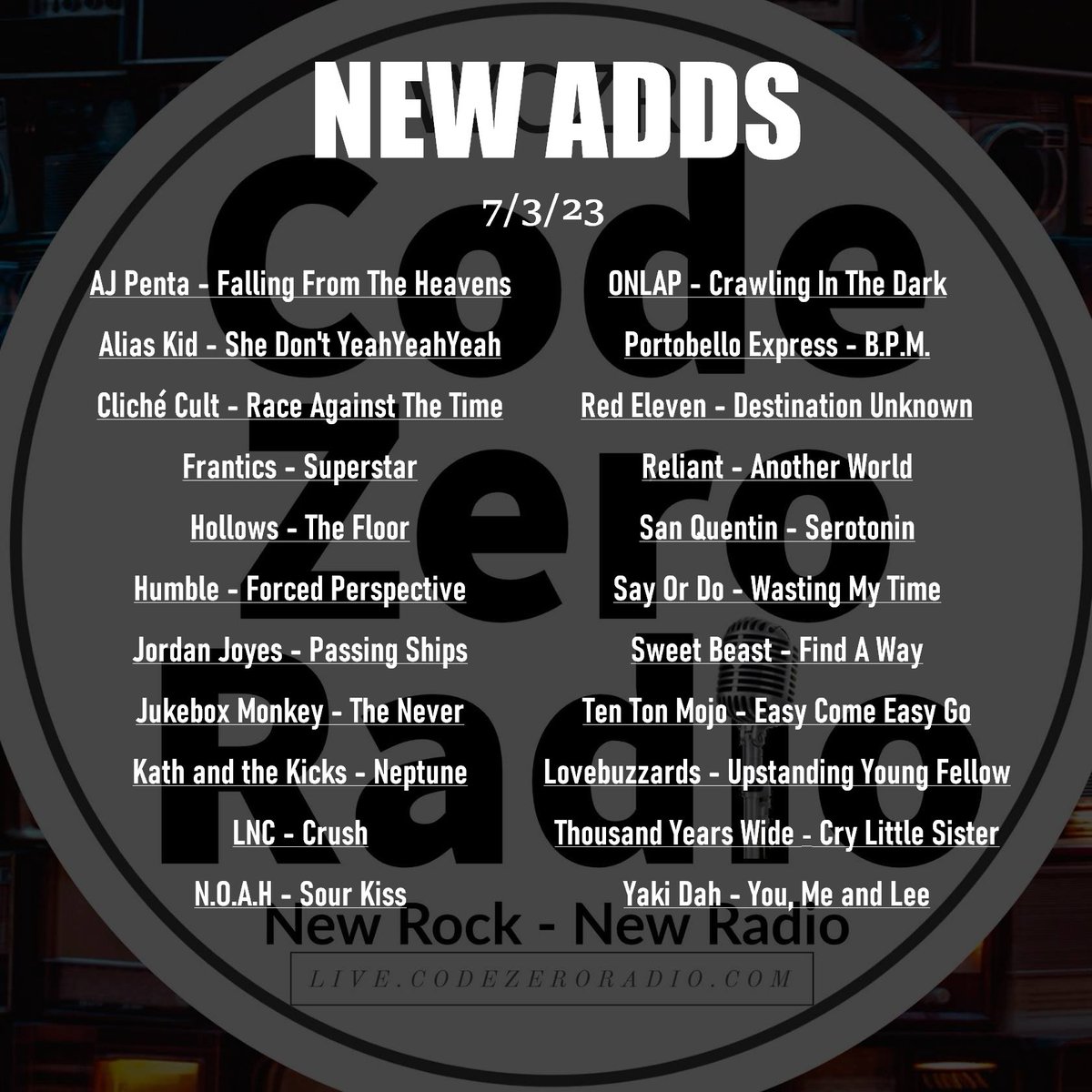 Holy overload Batman! This weeks adds made us open up a new warehouse of tunes! Grab a forklift and grab you some. Now in rotation, featured on Fresh Rocks weekdays at 1 pm/6 pm GMT as well as select live shows. Hand curated rock for your ear holes!
#apps #Nobex #andriod #iPhone
