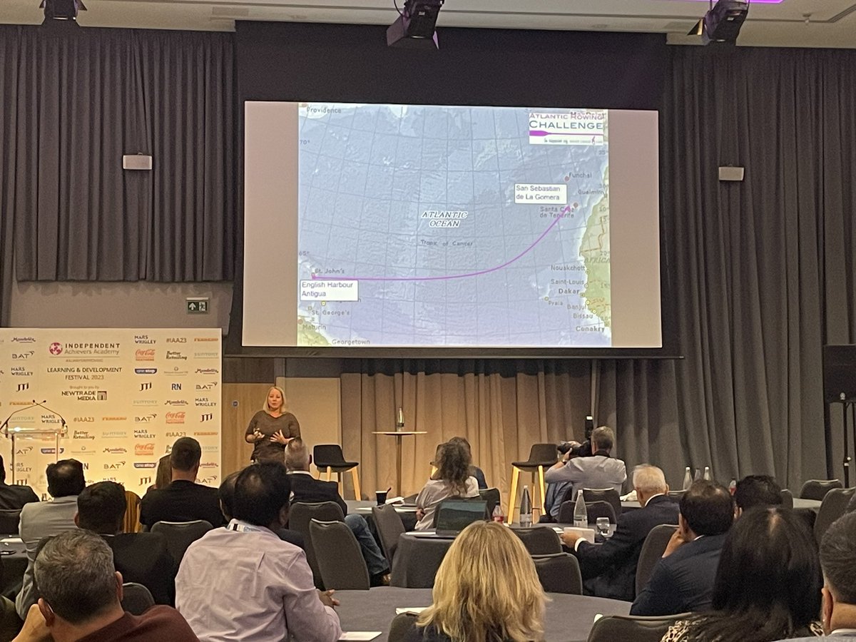 Retail_Steve's tweet image. .#IAA23 @RachelQSmith tells her story and what she learned from rowing the Atlantic. An awesome way to close the first IAA Learning and Development Festival.