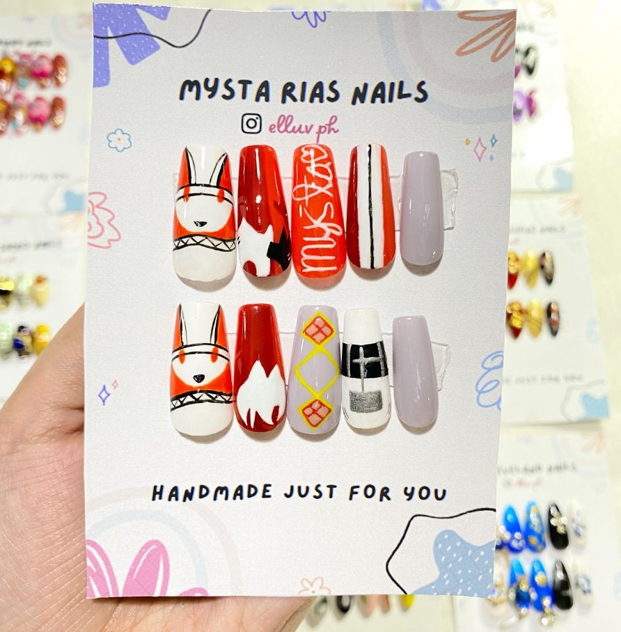 elluv_ph's tweet photo. Mysta Rias Nails Made by: Elluv ^^

(some designs are only sent by my dear clients, please do dm me so i can put credits to the original nail design owner of these nail inspos)

#mystarias #nails #customizednails #nijisanji #luxiem @Mysta_Rias https://t.co/aj6ZIdAgll