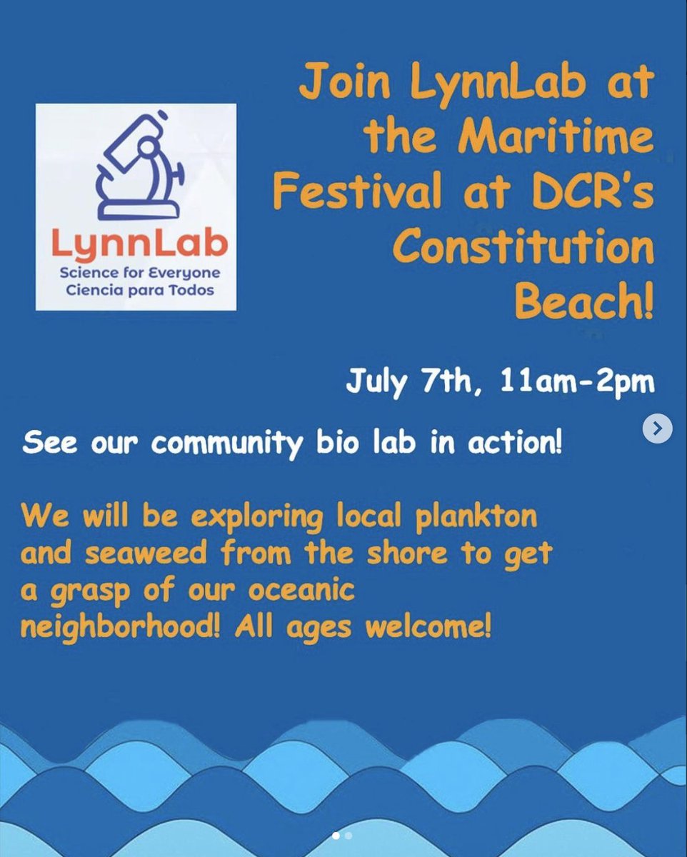 LynnLab_Bio's tweet image. Join LynnLab at the Maritime Festival at DCR&apos;s Constitution Beach!