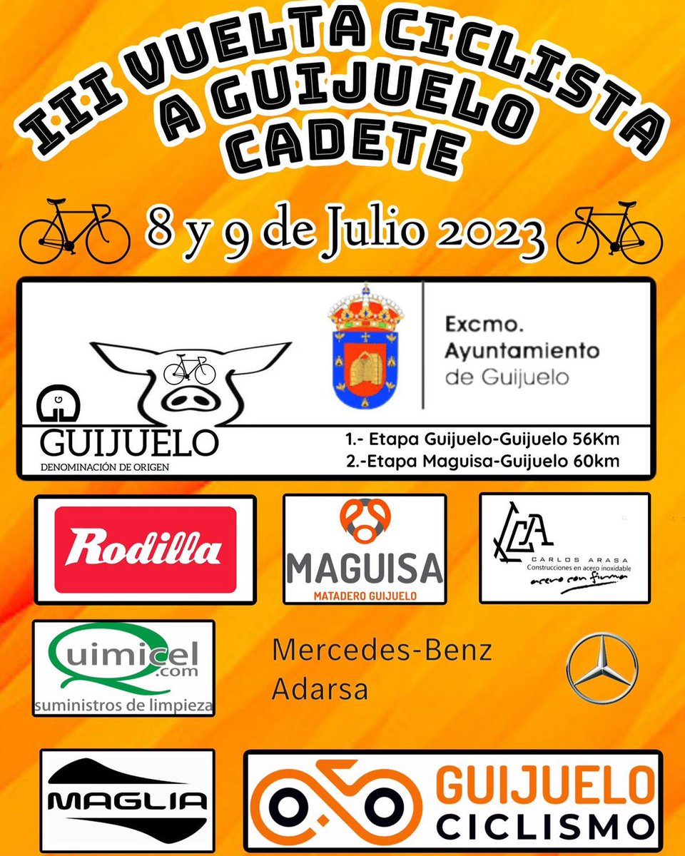 💥 Esto empieza ya!
Calentando motores para la #VueltaGuijuelo23
Listos los maillots que vestirán los líderes de las categorías
Deseando ver el mejor #ciclismocadete este fin de semana en #Guijuelo
#vistetussueñosvisteMaglia
#vueltaciclistaguijuelo #vueltaciclistaguijuelocadete