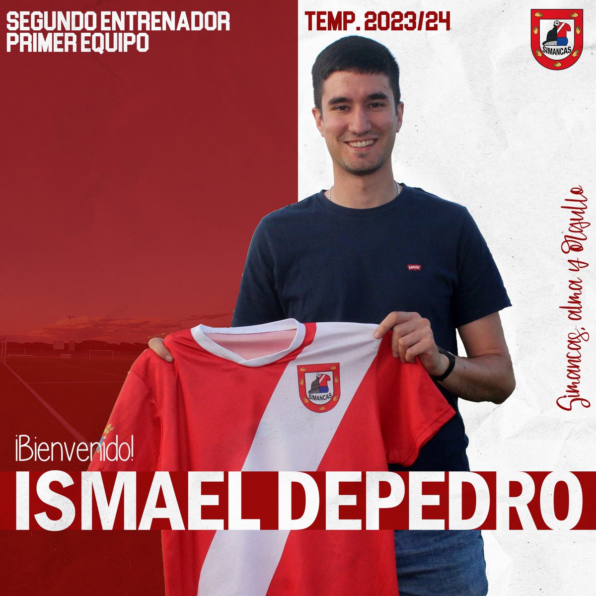 villadesimancas's tweet photo. 🚀 𝐂𝐮𝐞𝐫𝐩𝐨 𝐭𝐞́𝐜𝐧𝐢𝐜𝐨 𝟐𝟑/𝟐𝟒

Estos son los profesionales que acompañarán a @GustavoPerezRo4 en el banquillo:

👥 2° entrenador: Ismael Depedro
⚽ Preparador físico: David Lechuga
🥅 Entrenador de porteros: Luis Ángel Herrero

¡Bienvenidos! 🫡

#SimancasAlmayOrgullo https://t.co/OTIq1aznIE