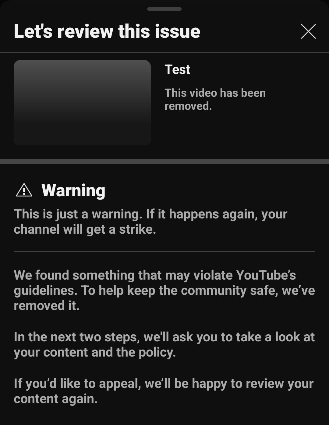 DDayCobra on X: This is the warning we received. There's nothing that  violates your rules. It was a random test stream t.coSvGhA3tTuZ   X