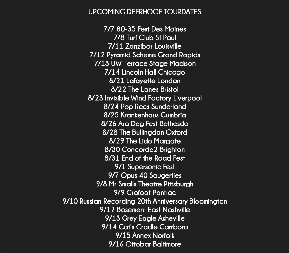 we are coming to your town in the next three months if you are on the below list