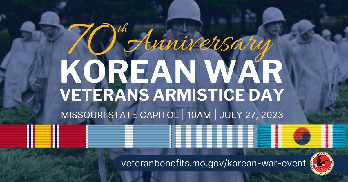 There is still time to RSVP to join us on July 27 at the Missouri State Capitol as we honor Korean War Veterans during the 70thAnniversary Korean War Veterans Armistice Day Celebration. Visit https://t.co/QUR4Hn6Z5N more information and to RSVP. https://t.co/7IJXyyY2cr