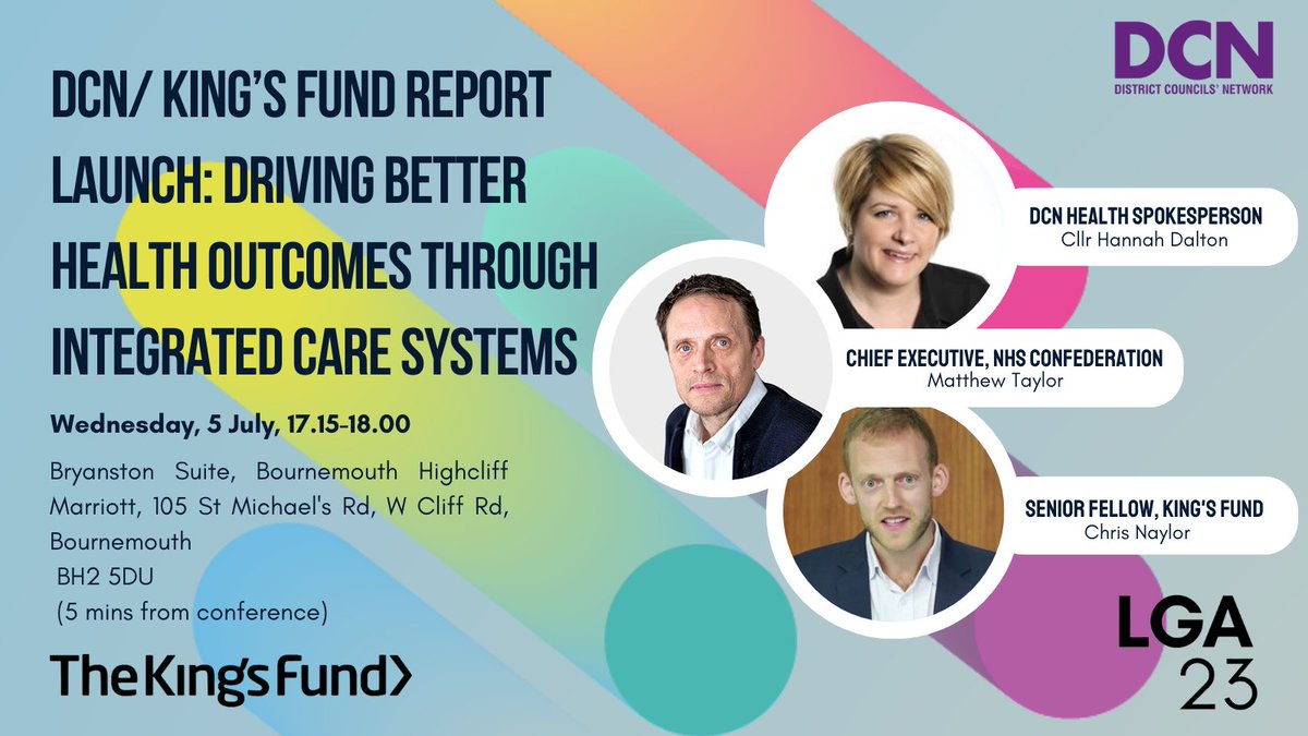 LGA attendees, join us at our Fringe Session discussing our recently released Kings Fund report. Speakers include Senior Researcher Chris Naylor, The King’s Fund & NHS Confederation Chief Exec Mathew Taylor. Find out more here: districtcouncils.info/driving-better… #lga2023