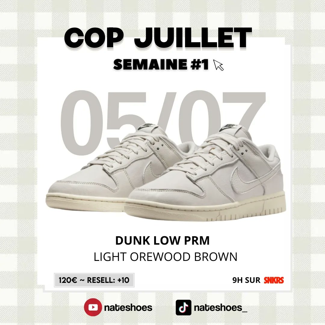 NateSHOW_'s tweet photo. Ma sélection des paires de sneakers les plus hypes de la première semaine de Juillet 🚀

N'oublie pas de me soutenir en t'abonnant sur Twitter, Instagram, Tiktok et Youtube ou en te procurant mon "Guide du Resell" sur https://t.co/wfmx1AWFpW 💎
#sneakers #cop #resell #snkrs https://t.co/tKopu4Z40E