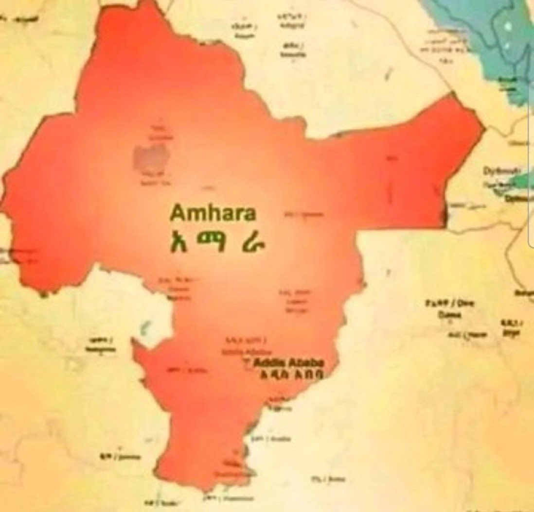 @eskinder_nega’s recently established armed militia group, the 'Amhara Popular Front,' has declared its objective of creating an independent Amhara nation. The newly announced “map” incorporates substantial portions of the #Oromia, #Tigray, #Afar, & #BenishangulGumuz regions.