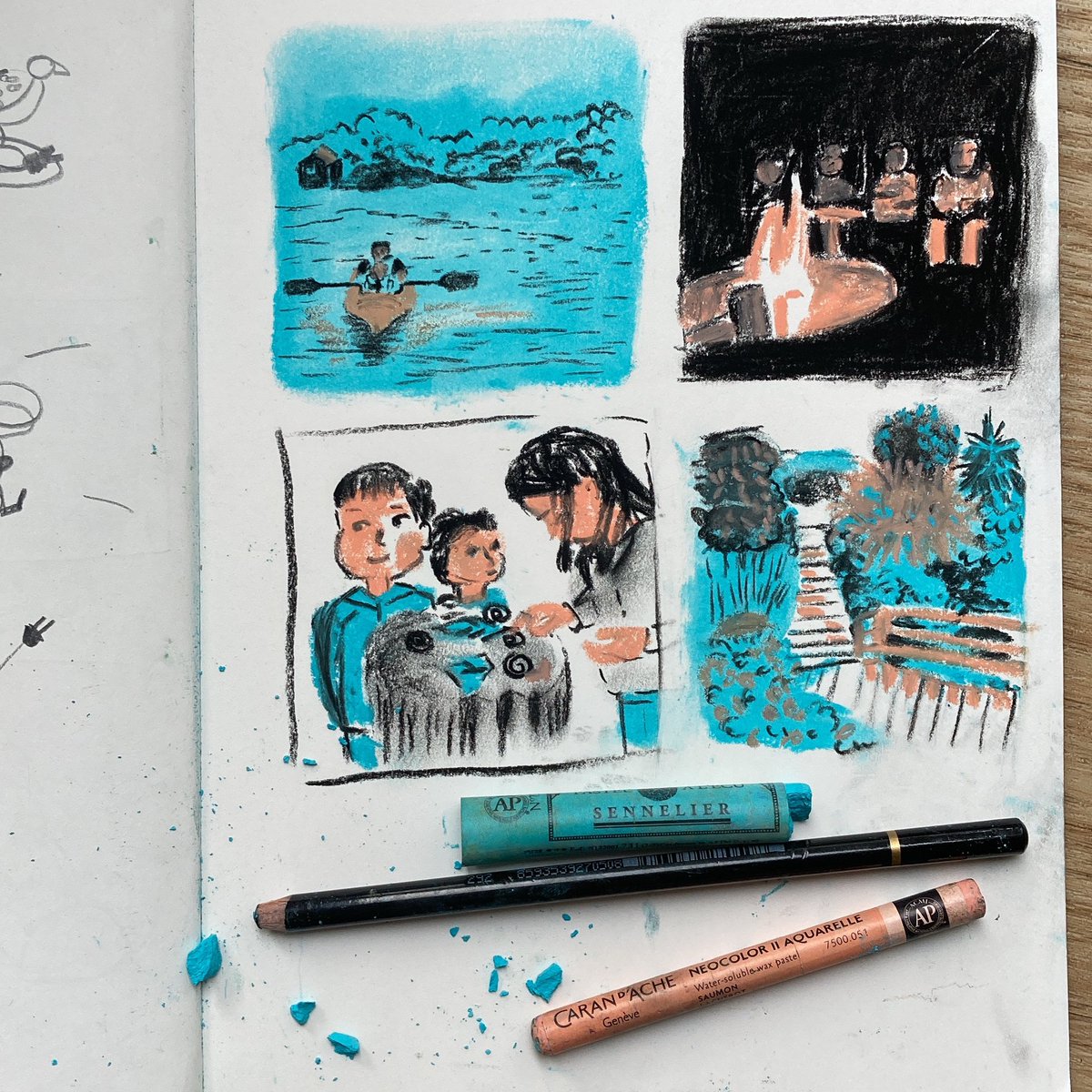 I’ve been doing the #3materialsdrawingchallenge on instagram for the past 5 weeks. 3 materials are used for a 30 minute sketch. It has been a great excuse to play. Playing is so important. And it’s been a welcome distraction as I wait on responses to queries. #kidlitart #sketch