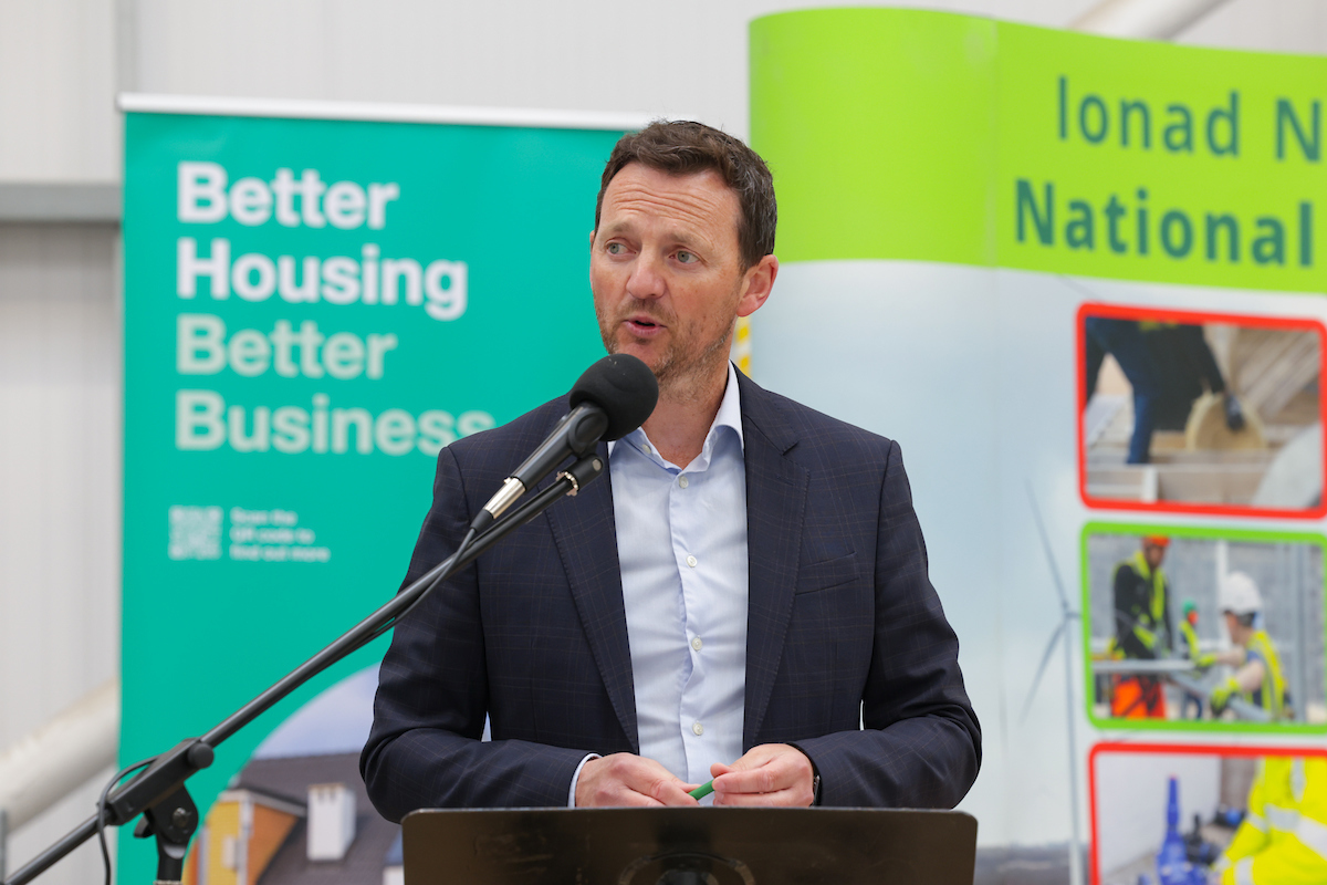 ibec_irl's tweet image. Minister Simon Harris, Fergal O’Brien, Executive Director of Lobbying &amp;amp; Influence in Ibec and Andrew Brownlee, CEO, SOLAS speaking at The National Construction Training Centre for a skills event on the role training and upskilling can play in unlocking housing challenges.