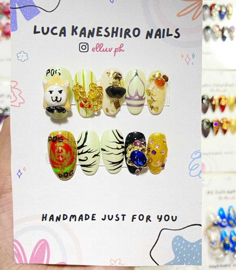 elluv_ph's tweet photo. LUCA KANESHIRO Nails Made by: Elluv ^^  

(some designs are only sent by my dear clients, please do dm me so i can put credits to the original nail design owner of these nail inspos)  

#LUCAKANESHIRO #nails #customizednails #nijisanji #luxiem https://t.co/V56mc6hyAA