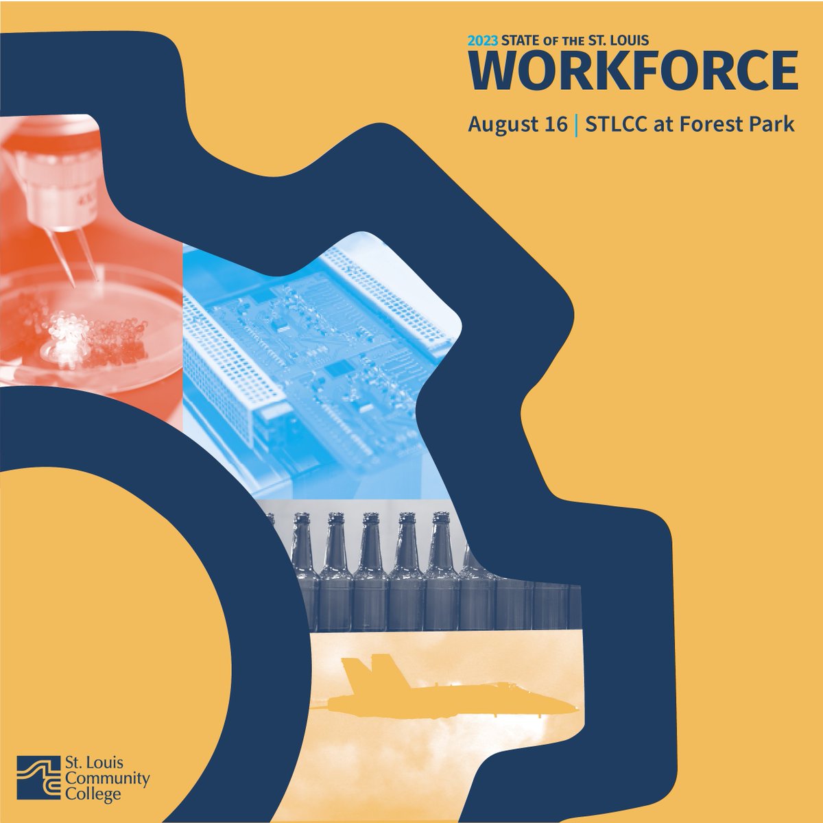 STLCCworkforce's tweet image. Join us at 9 a.m. on August 16, 2023, at #STLCCForest Park for the State of the St. Louis Workforce! ⚙️ Reserve your seat: bit.ly/443BzXb #STLCC #Workforce