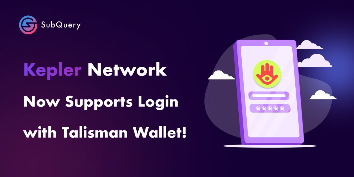 SubQueryNetwork's tweet photo. Introducing seamless login support via the @wearetalisman wallet🗝️💻
Experience enhanced security and convenience as you access the #Kepler network with ease.
This is an additional alternative to the existing @metamask login💪
#web3 $kSQT #Polkadot https://t.co/Tg0z63Xd1A