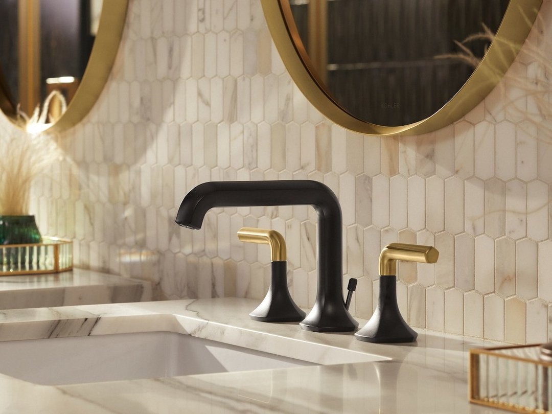 KBIS's tweet photo. Bringing high fashion home! 

The newly-launched Occasion and Tone collections by @Kohler elevate any design with a balance of effortless function &amp; risk-taking glamour. Read more at @AzureMagazine https://t.co/tT5eThVg4e 

 #AzureMagazine #LuxuryBathroom #KitchenDesigner https://t.co/TJwa2PDjuD