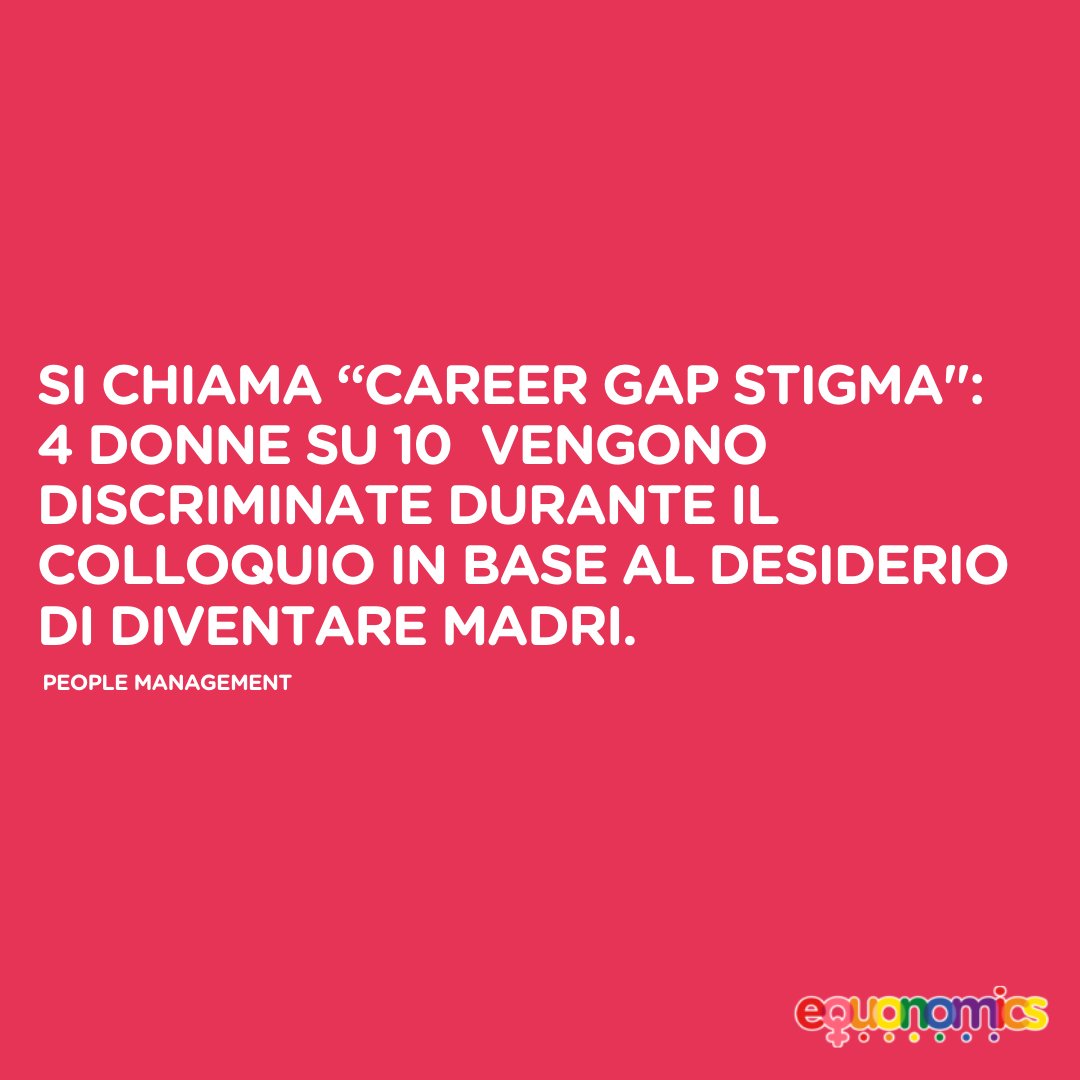 Si chiama "Career Gap Stigma": 4 donne su 10 vengono discriminate durante il colloquio in base al desiderio di diventare madri. 

#equonomics
#gendergap
#careergap
#genderequality
#maternity
