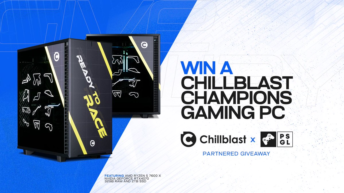 GIVEAWAY 🚨 

<a href="/PremierSimGL/">PSGL</a> is teaming up with award winning PC manufacturer <a href="/chillblast/">Chillblast</a> 🙌

To celebrate the partnership, we’re giving away a Chillblast Champions Gaming PC 

Enter here ⬇️ 

chillblast.com/f1-23-racing-s…

#PSGLS34 | #PSGLxChillblast | #AchieveAmazing