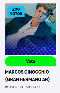 marcosgnews's tweet photo. Recuerden que pueden votar 10 veces y les recarga la página, vuelven a votar 10 veces y así sucesivamente. 

¡VAMOS QUE LO SACAMOS CAMPEÓN DE NUEVO! ♥

https://t.co/zelcB9MpZR

#MTVLAREALEZAMARCOS #MarcosGinocchio https://t.co/aTUrkoc8jp