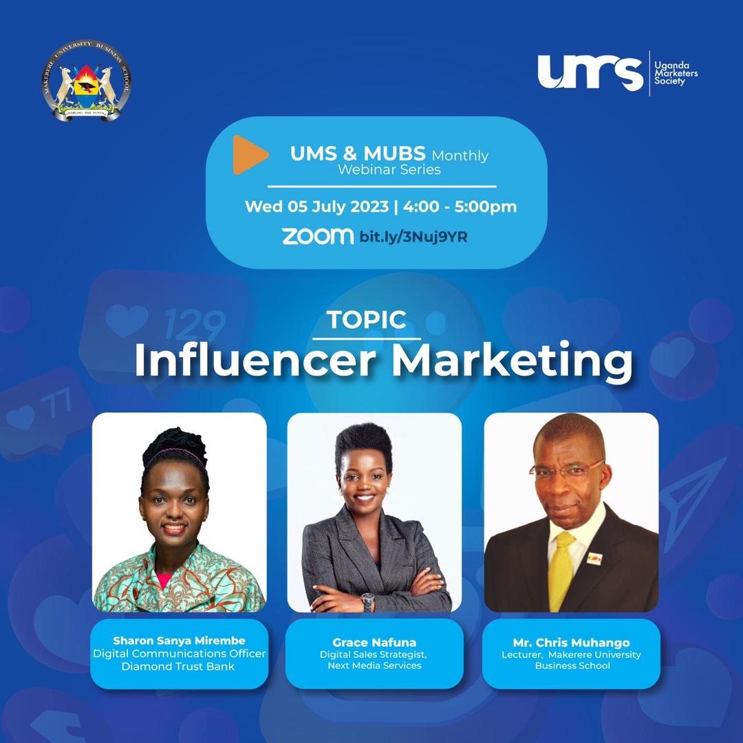Market Uganda @ Tig Institute (@tigmarketing_ug) on Twitter photo Join <a href="/MuhangoChris/">Chris Muhango, FCIM - UK</a> and a panel of seasoned professionals on Jul 5, 23 at 4:00 PM as we discuss the fascinating world of Influencer Marketing.
Don't miss out on this insightful Zoom session!
Click here: zoom.us/j/91649265122?…
Meeting ID: 916 4926 5122
Password: 305010 Join <a href="/MuhangoChris/">Chris Muhango, FCIM - UK</a> and a panel of seasoned professionals on Jul 5, 23 at 4:00 PM as we discuss the fascinating world of Influencer Marketing.
Don't miss out on this insightful Zoom session!
Click here: zoom.us/j/91649265122?…
Meeting ID: 916 4926 5122
Password: 305010