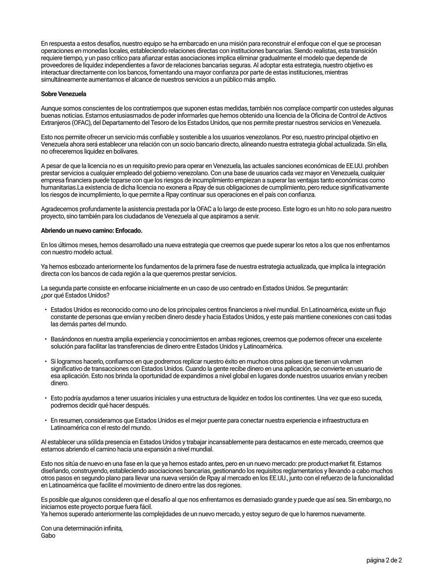 Hoy debemos compartir con ustedes una importante actualización. Rpay reduce servicios en moneda local y comienza una reestructuración. 

Ver más aquí: bit.ly/3XEPMrs