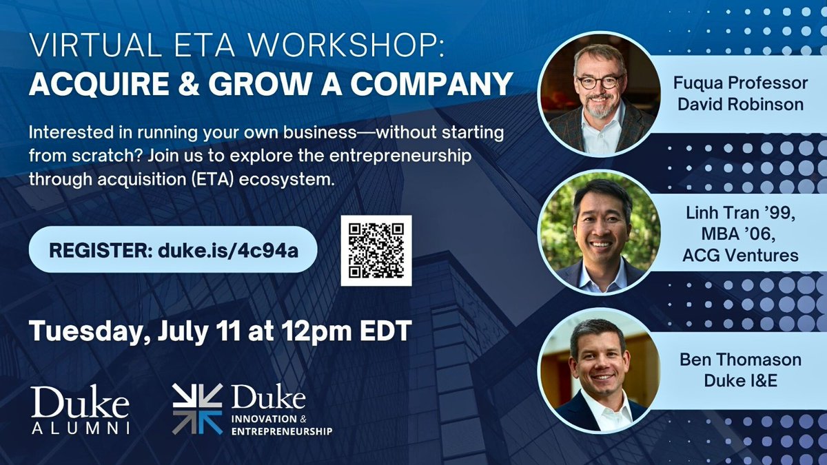 Don't miss this incredible opportunity! Learn more and register here: ow.ly/a7q750OYl5u 

<a href="/EshipAtDuke/">Duke I&E</a> #TeamFuqua