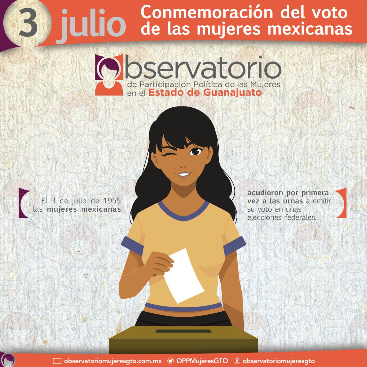 Un #díacomohoy hace 68 años las mujeres mexicanas ejercieron el derecho al voto por primera vez a nivel federal.  Un gran logro por la igualdad entre hombres y mujeres en la participación política electoral. 👩🏽‍🦱👩🏼‍🦰👩🏻👩🏽‍🦳🧑🏿‍🦰 🗳️🇲🇽📣
#VotoFemenino #México #Igualdad