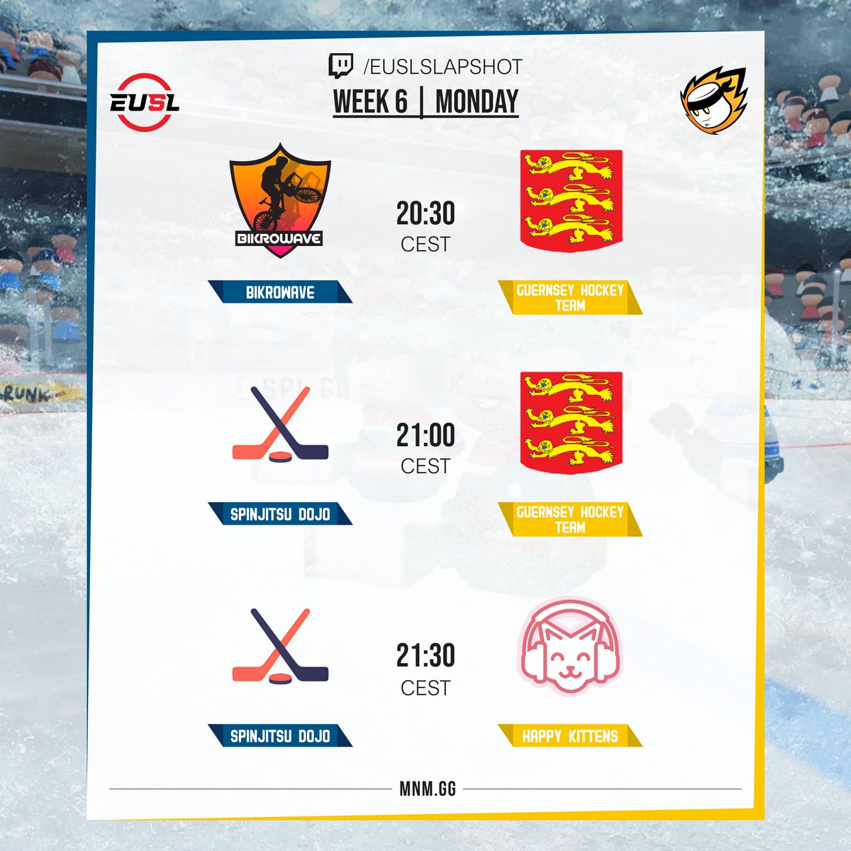EUSLSlapshot's tweet image. We have 3 games tonight! Catch us at 20:30 CEST on twitch.tv/euslslapshot See you there!